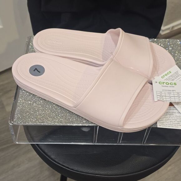 Crocs Kadee Slide Sandals- Barely Pink - Picture 10 of 11